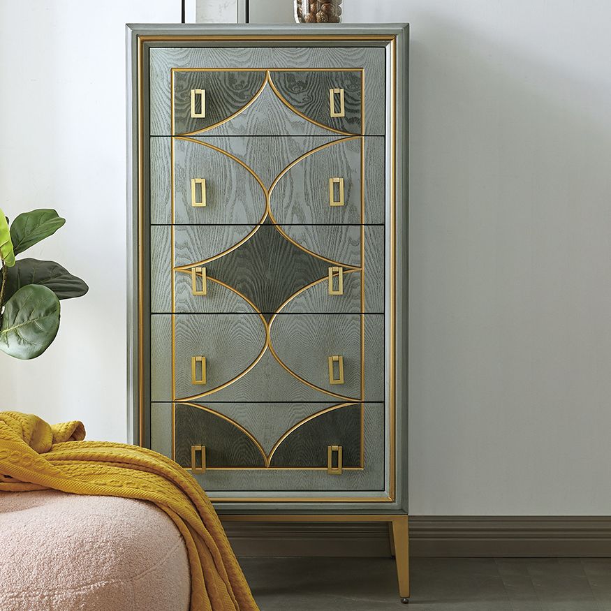 Boho houten bovenste kist met benen borst met laden voor slaapkamer