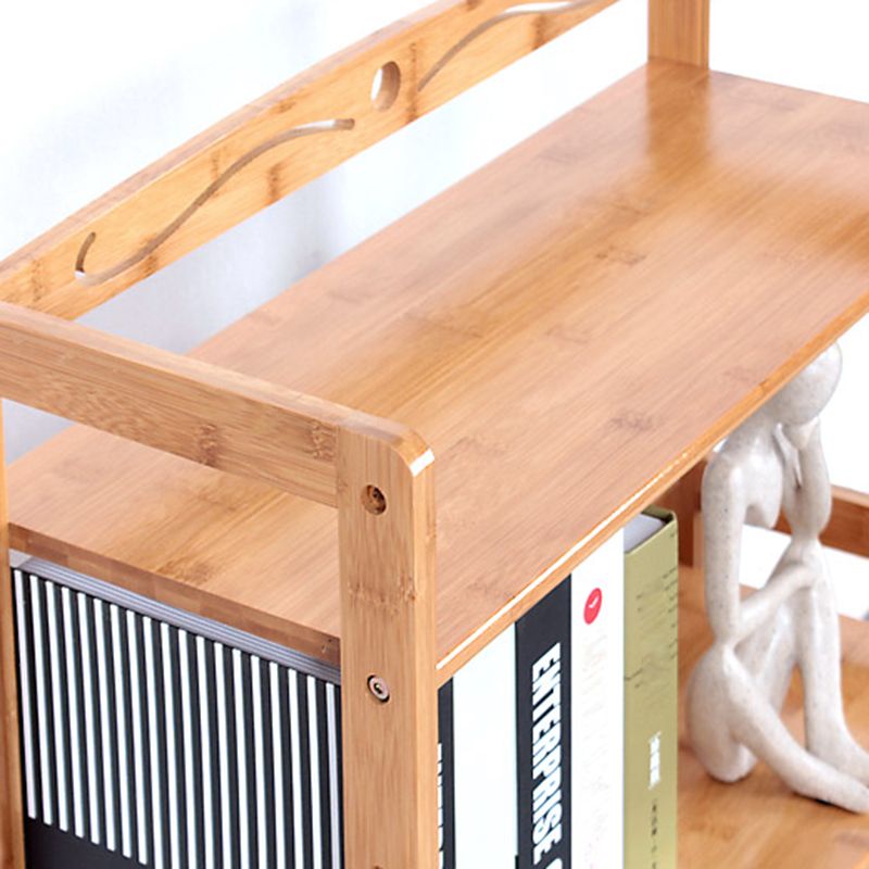 Natural Urban Etagere Bookshelf Manufactured Wood Bookcase with Caster Wheels