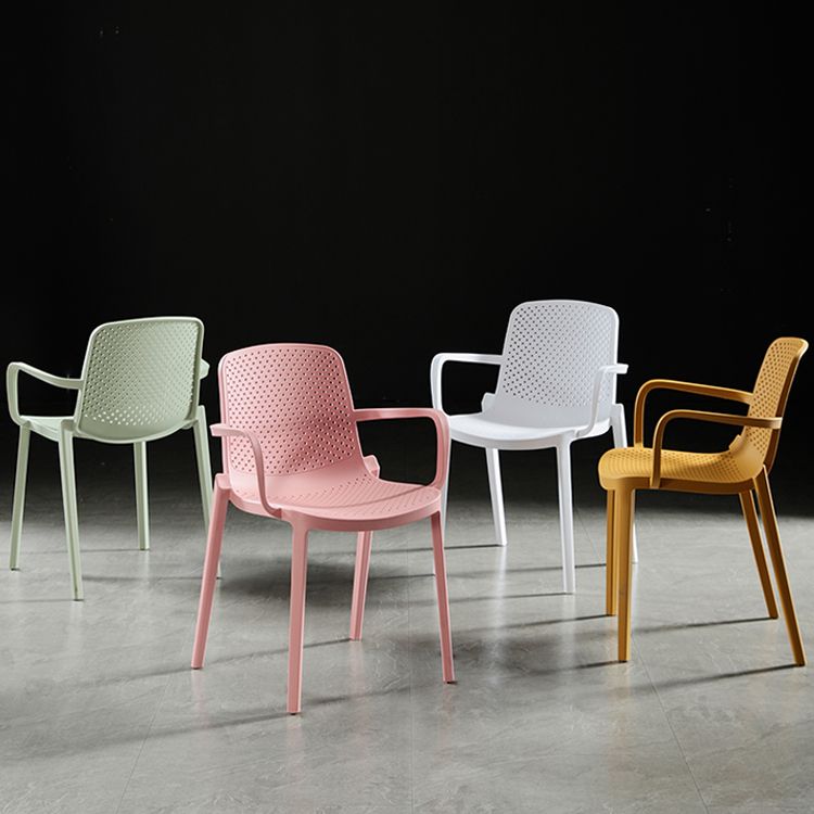 Scandinavian Dining Arm Chairs Plastic Solid Back Armchairs (Set of 4) Clearhalo ' kitchen&dining_furn' 'Dining Chairs' 'Dining Tables & Seating' 'dining_chair' 'furn' 'furn_dining_chair' 'Furniture' 'furniture_dining_chair' 'Kitchen & Dining Furniture' 'kitchen' 1200x1200_ef475827-98ae-486c-935e-e3230126c52f