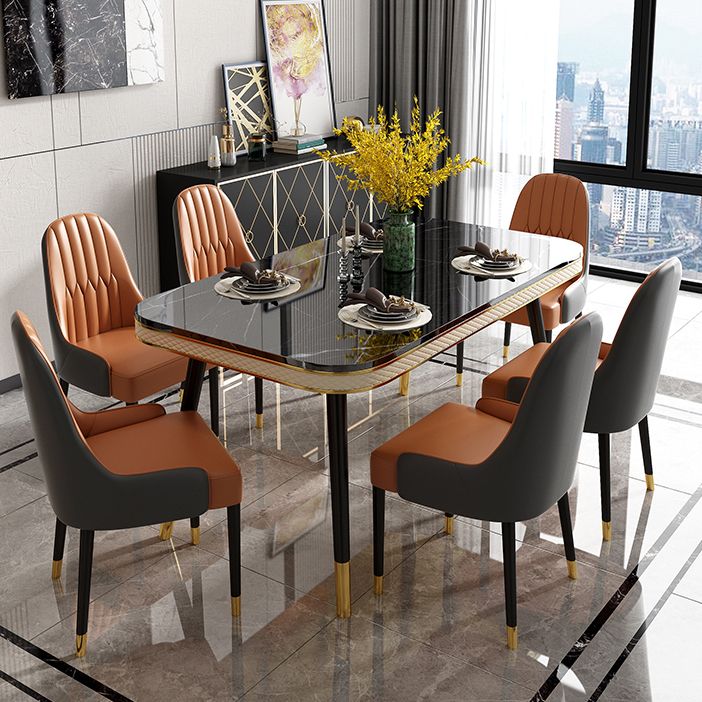 Glam Rectangle Shape Kitchen Dining Table Marble Standard Dining Table with 4 Legs Base Clearhalo ' dining_table' 'Dining Tables & Seating' 'Dining Tables' 'furn' 'furn_dining_table' 'Furniture' 'furniture_dining_table' 'Kitchen & Dining Furniture' 'kitchen&dining_furn' 'kitchen' 'kitchen_dining_table' 1200x1200_ef47aed5-acd4-4e62-bc75-5ed6f681fbdc