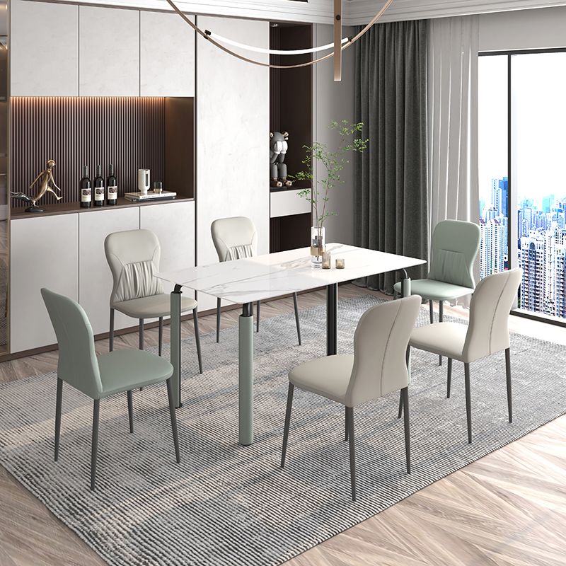 Contemporary Metal Dining Room Chairs PU Leather Dining Chairs for Home Use Clearhalo ' kitchen&dining_furn' 'Dining Chairs' 'Dining Tables & Seating' 'dining_chair' 'furn' 'furn_dining_chair' 'Furniture' 'furniture_dining_chair' 'Kitchen & Dining Furniture' 'kitchen' 1200x1200_ef49ab56-5e0c-4da5-adf9-88db236f1d01