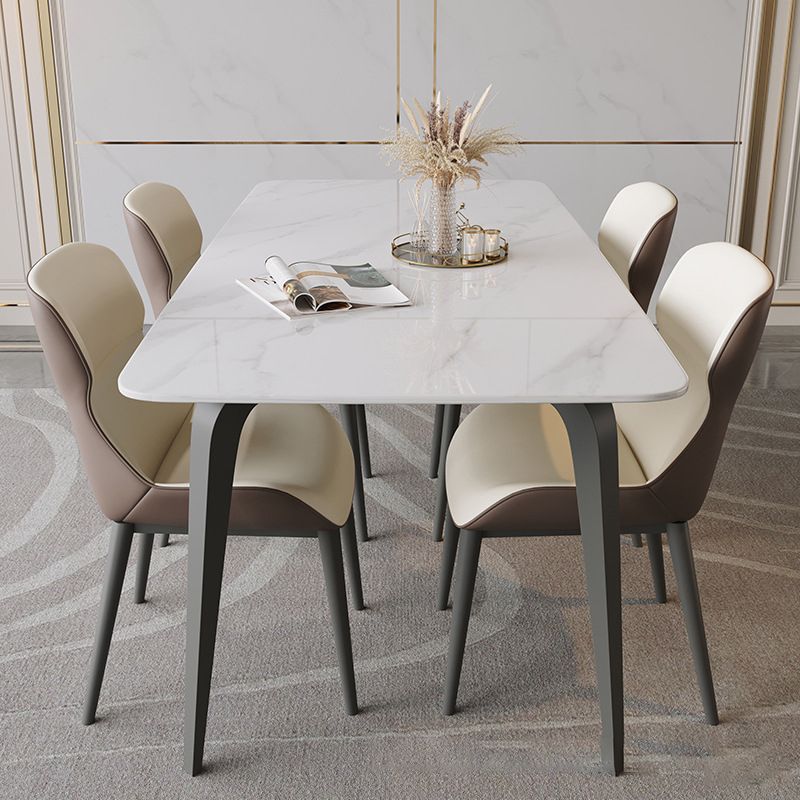 Modern 1/4/5/9 Pieces Dining Set Sintered Stone Dining Table Set with Metal Legs Clearhalo 'Dining Room Sets' 'Dining Tables & Seating' 'dining_room_set' 'furn' 'furn_dining_room_set' 'Furniture' 'furniture_dining_room_set' 'Kitchen & Dining Furniture' 1200x1200_ef4c2698-514c-48ea-8fe1-8a52d0742674