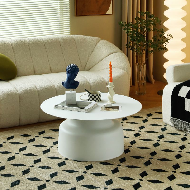 Mid-century Modern Pedestal Cocktail Table Iron Round Top Coffee Table Clearhalo 'Coffee & Accent Tables' 'Coffee Tables' 'coffee_tables' 'furn' 'furn_coffee_tables' 'Furniture' 'Living Room Furniture' 1200x1200_ef4d5c57-e559-4283-8847-29fa5c418b6f