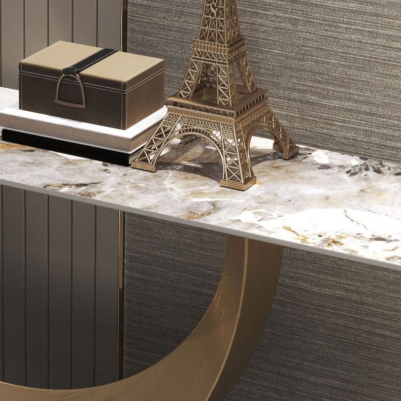 Glam Rectangle Console Accent Table Stone Console Sofa Table for Hall