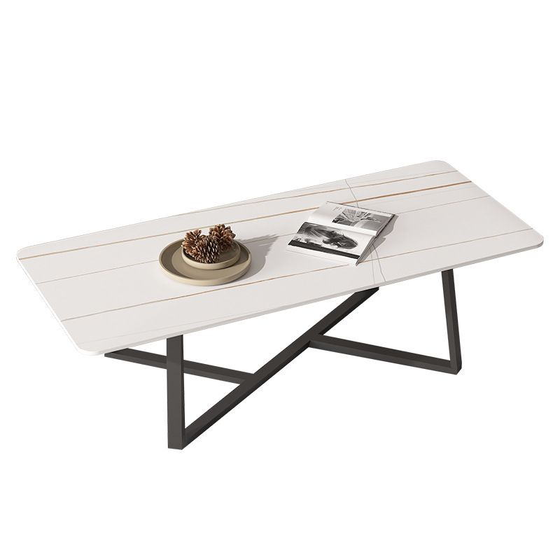 Mesa de centro rectangular contemporánea Mesa de cóctel de mármol con caballete