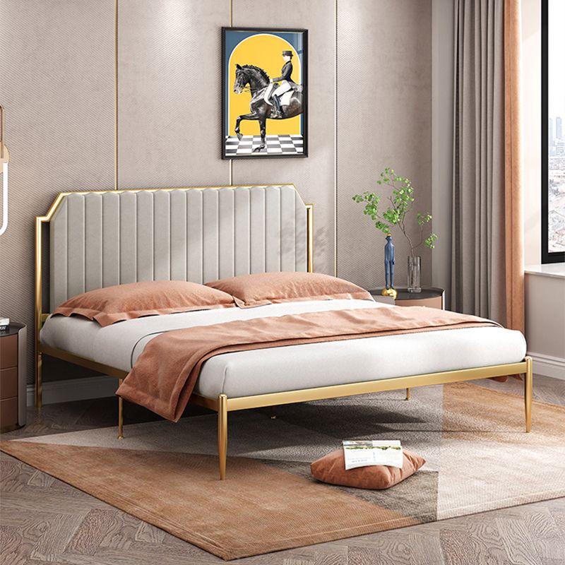 Leather Bed,Queen Metal Frame Panel Bed with Scooped Headboard Clearhalo 'Bedroom Furniture' 'Beds' 'furn' 'furn_beds' 'Furniture' 1200x1200_ef510b78-b654-44c5-acbd-6a8b8afaebc7