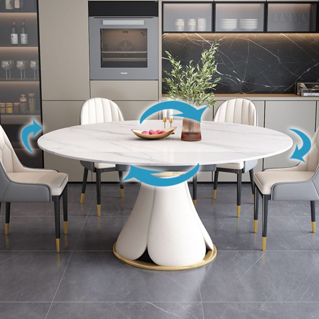 Table à manger ronde sur pied moderne, Table en pierre pour salle à manger et cuisine