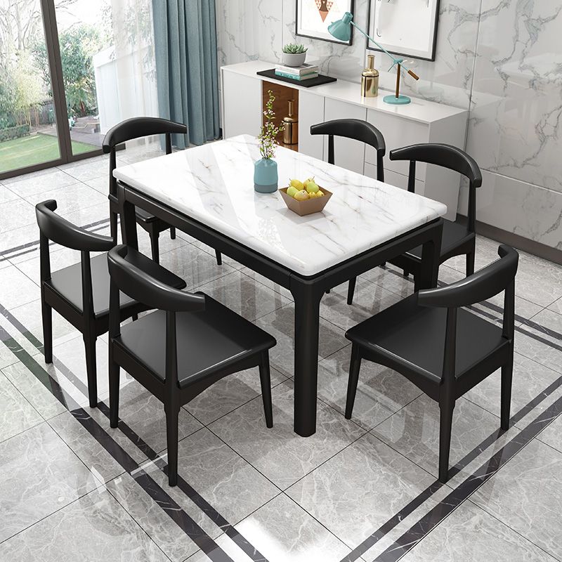 Rectangle Dining Site Table Contemporary Style Faux Marble Furniture