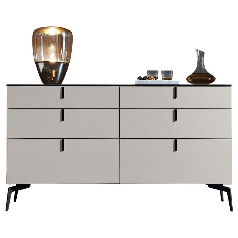 Sideboard in legno moderno ingegnerizzato a buffet a 6 cassetti con pietra per soggiorno