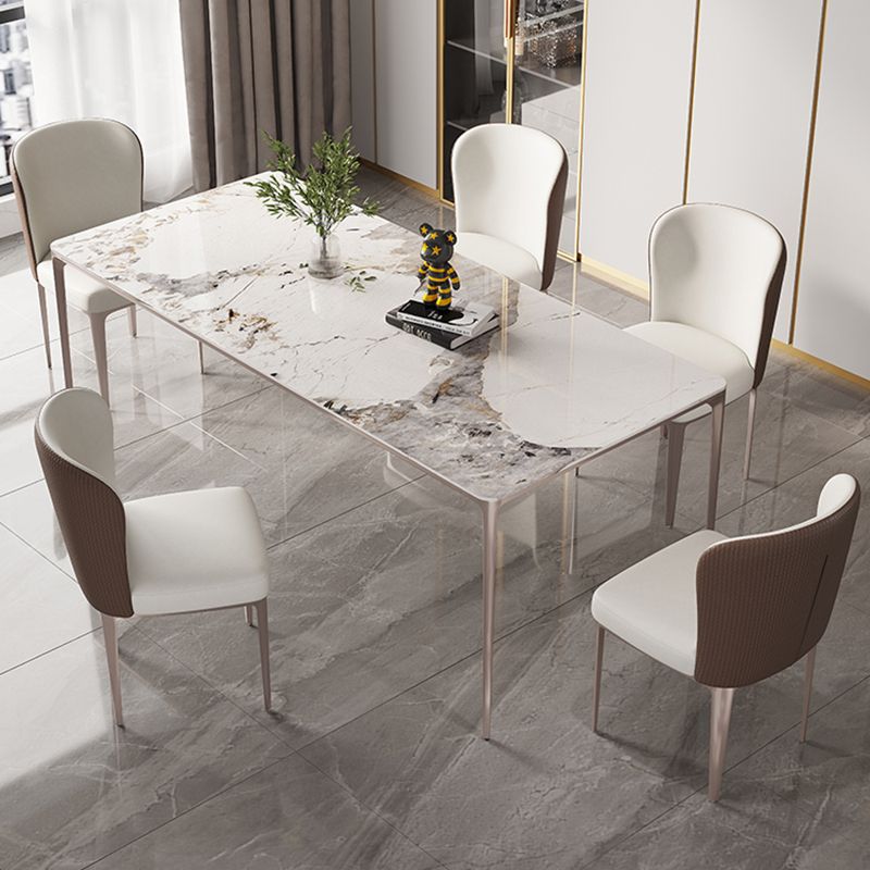 Modern Rectangle Dining Table Sintered Stone Table with 4 Legs Clearhalo 'Dining Tables & Seating' 'Dining Tables' 'dining_table' 'furn' 'furn_dining_table' 'Furniture' 'Kitchen & Dining Furniture' 1200x1200_ef58c78b-9d1a-4518-aa00-b3eba6984384