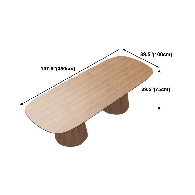 Contemporary Dining Table Pine Solid Wood Dining Table with Double Pedestal