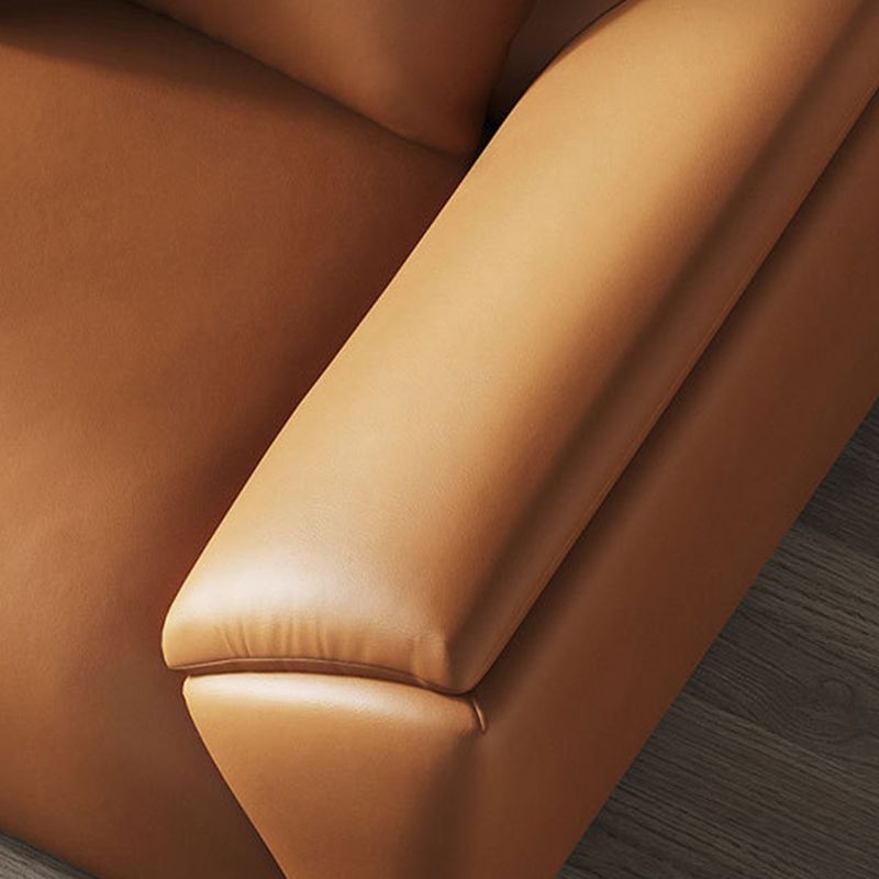 Orange Faux Ledersofa moderne Kissen -Oberarm -Sofa mit Kissen
