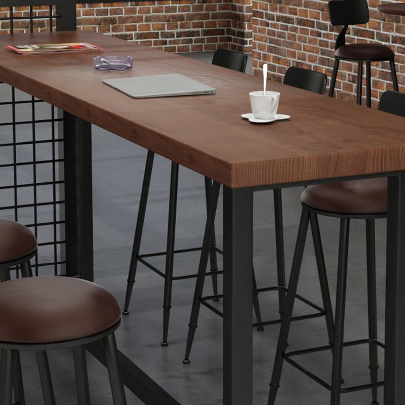 Tavolo da barra top in legno tavolo da pub in stile industriale con base nera