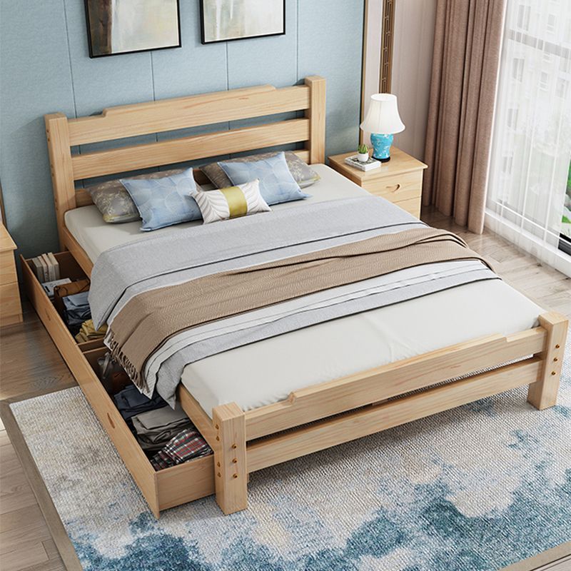Letto in legno di pino in letto scandinavo a brone chiaro con testiera