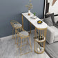 Glam Bar Stool and Table Set 1/2/3 Pcs Metal and Stone Pub Table with Upholstered Stools