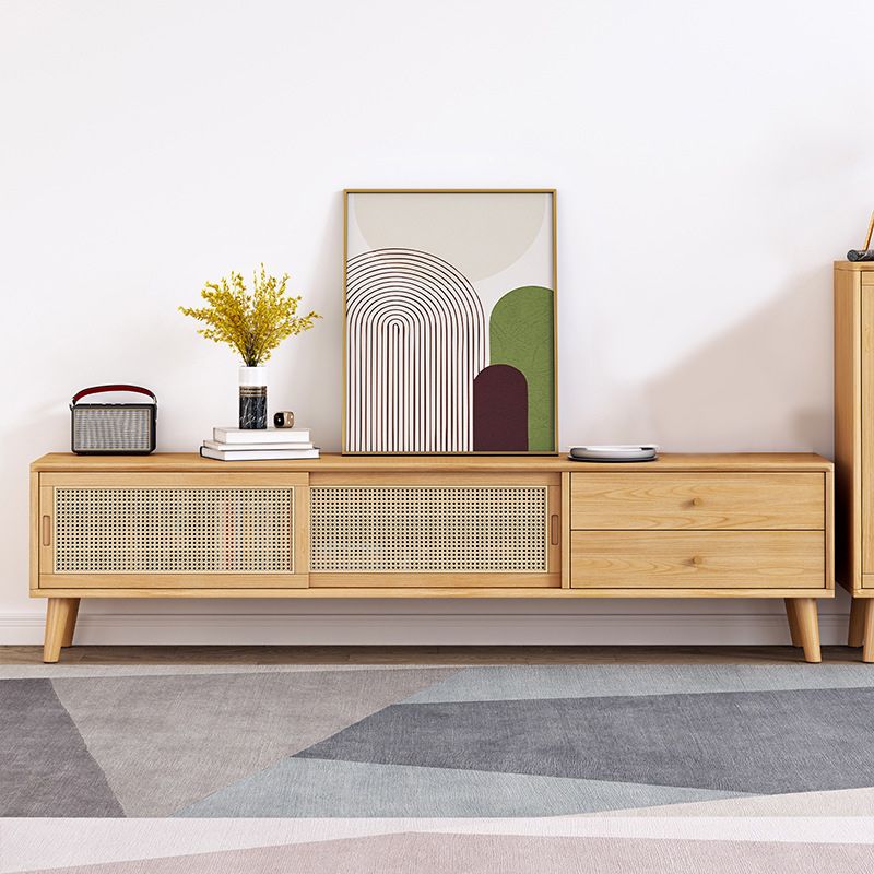 Mobile moderno con console TV in legno in legno massiccio con mobile - 17,72 "H