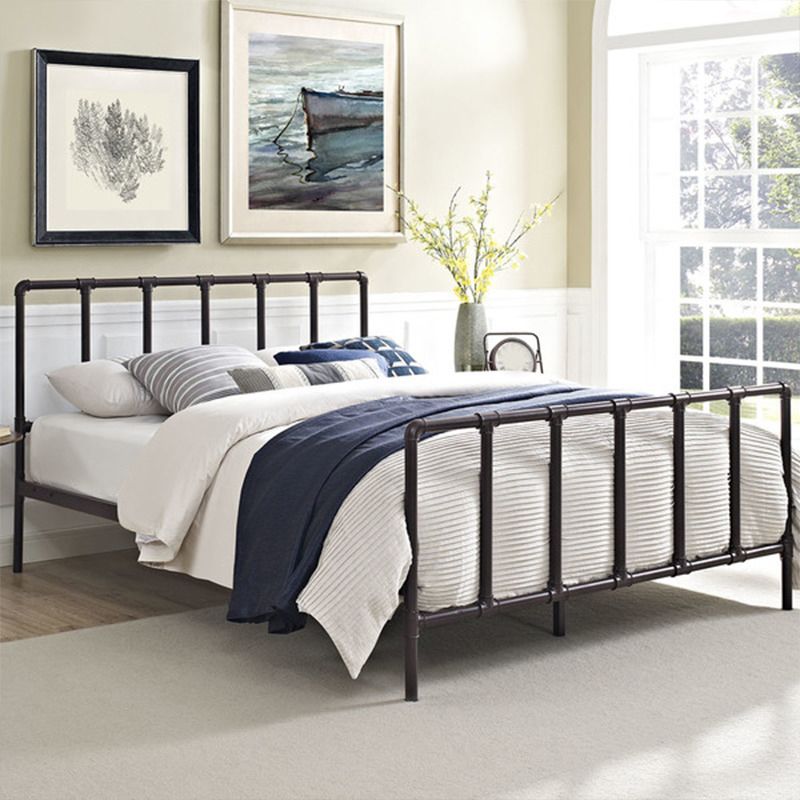 Industrial Style Bed Frame Iron Slat Bed with Headboard and Footboard Clearhalo 'Bedroom Furniture' 'Beds' 'furn' 'furn_beds' 'Furniture' 1200x1200_ef6117a7-597c-4cc8-9665-f740c03fac5a