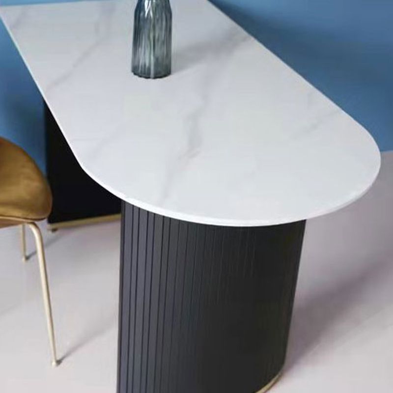 Freeform Double Pedestal Dining Table Luxury Fixed Table of Faux Marble Clearhalo 'Dining Tables & Seating' 'Dining Tables' 'dining_table' 'furn' 'furn_dining_table' 'Furniture' 'Kitchen & Dining Furniture' 1200x1200_ef616673-ff3b-489a-8ef6-ca707f6ea326