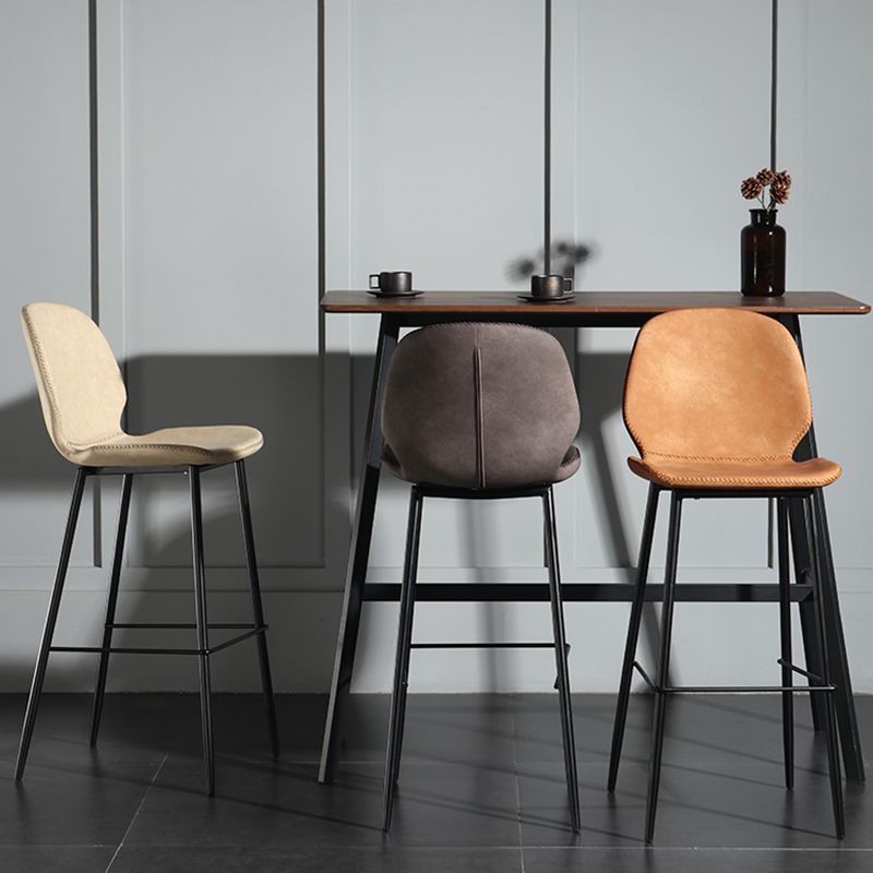 Modern Backrest Armless Counter Stool Iron Balcony Bar Stool with Leather Cushion Clearhalo 'Bar Furniture' 'Bar Stools' 'bar_stools' 'furn' 'furn_bar_stools' 'furniture_bar_stools' 'Kitchen & Dining Furniture' 'kitchen&dining_furn' 'kitchen' 'kitchen_furn' Furniture' 1200x1200_ef626a23-3ed4-4090-91b7-fb1533a5f464
