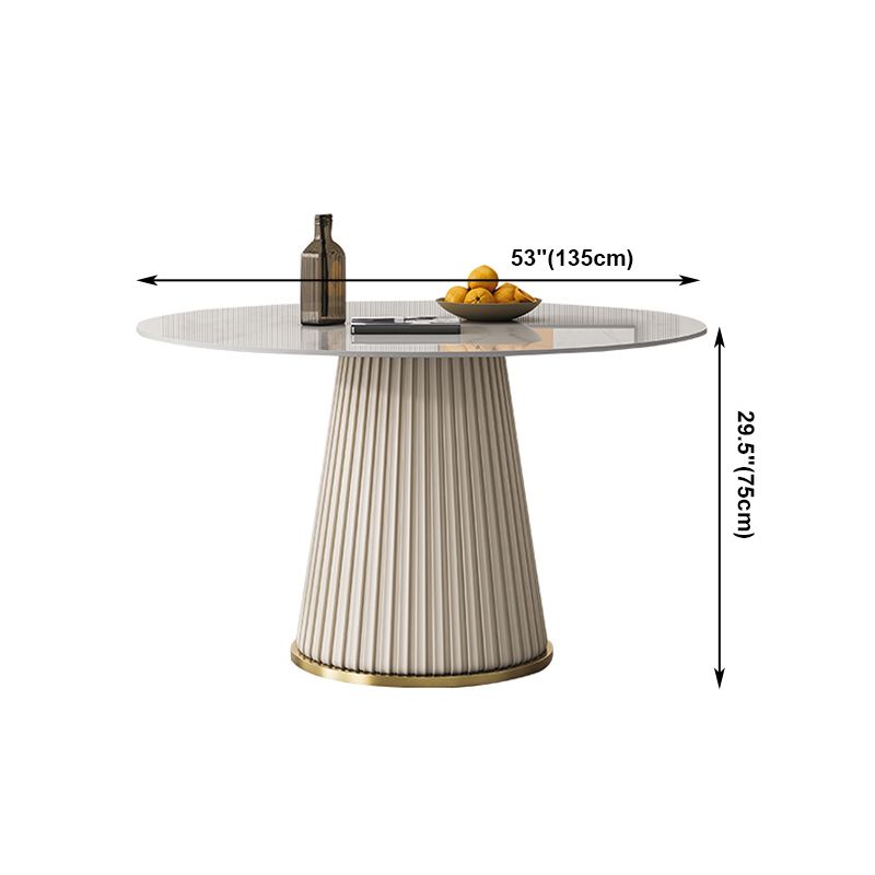 Round Traditional Luxury Dining Table White Sintered Stone Table with White Pedestal Base Clearhalo ' dining_table' 'Dining Tables & Seating' 'Dining Tables' 'furn' 'furn_dining_table' 'Furniture' 'furniture_dining_table' 'Kitchen & Dining Furniture' 'kitchen&dining_furn' 'kitchen' 'kitchen_dining_table' 1200x1200_ef62c703-1b10-4367-b1c1-1c62b4b7430d