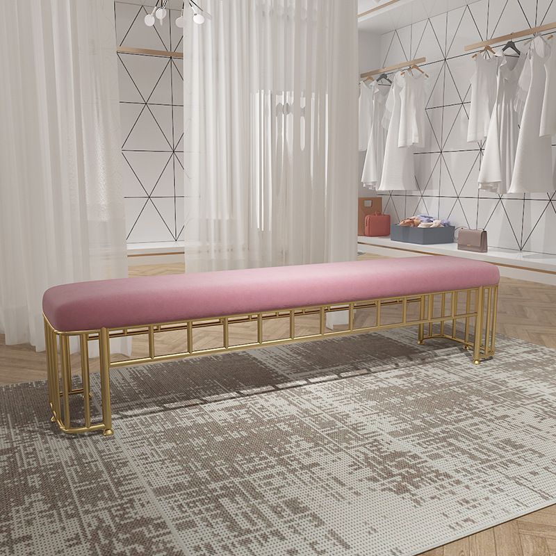 Modern Cotton Foam Bench Pink Cushioned Bench with Legs for Kitchen Clearhalo 'Benches' 'Chairs & Seating' 'furn' 'furn_benches' 'Furniture' 'Living Room Furniture' 1200x1200_ef62cb13-84e2-404c-b767-ddb8fe3d68ae