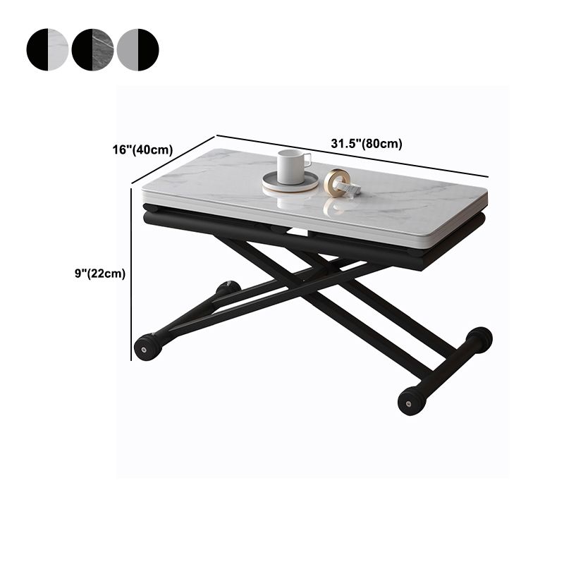 8.6"H Modern Metal Cross Base Glass Rectangular Adjustable Coffee Table Clearhalo 'Coffee & Accent Tables' 'Coffee Tables' 'coffee_tables' 'furn' 'furn_coffee_tables' 'Furniture' 'furniture_coffee_tables' 'Living Room Furniture' 1200x1200_ef644923-6a45-4c94-8031-aedd89ae46e3