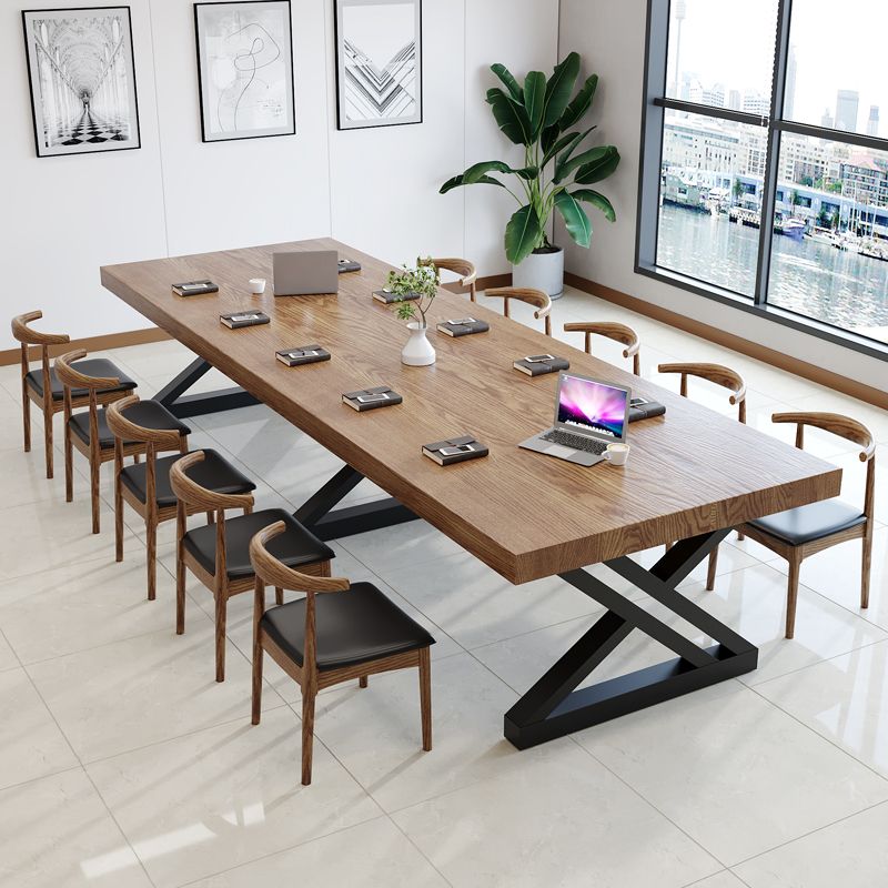 Industrial Massivholz Schreibtisch Trestle Basis 29.53 "hoher Büroschreibtisch