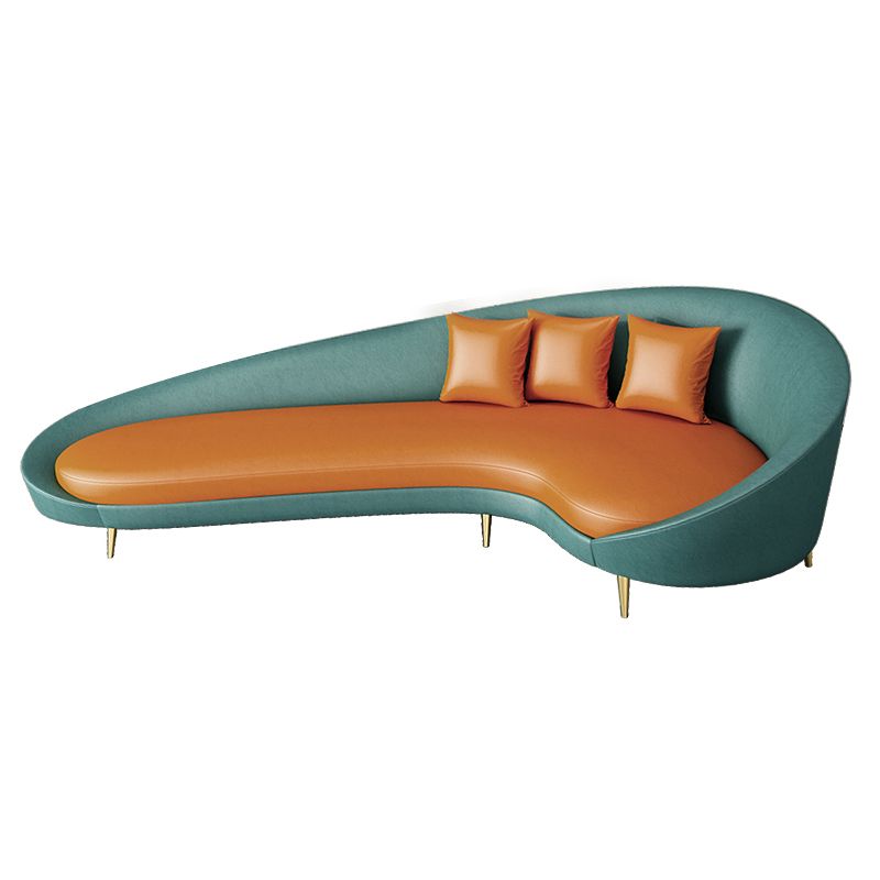 Faux Leather Sloped Arm Curved Sofa Contemporary Moon Shape Sofa