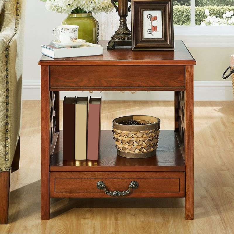 Modern Square Double Tier End Table Solid Wood 4 Legs End Table Clearhalo 'Coffee & Accent Tables' 'End & Side Tables' 'end_side_tables' 'furn' 'furn_end_side_tables' 'Furniture' 'Living Room Furniture' 1200x1200_ef666e30-3f43-4d31-afc5-82bab2d44493