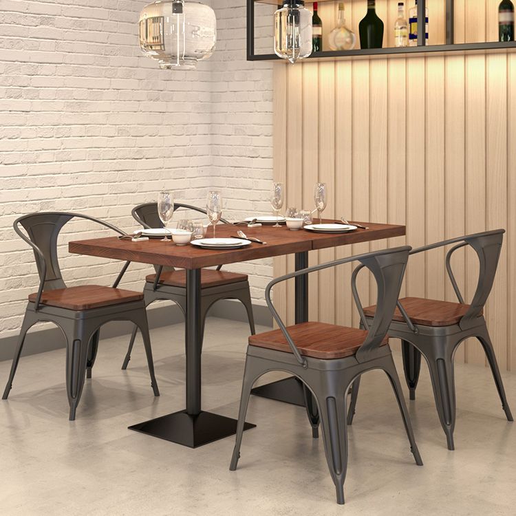 Mesa de comedor de madera sólida mesa de comedor cuadrado de estilo industrial con base de pedestal