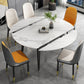 Round Dining Table White Stone Table Top with Black Metal Legs Clearhalo 'Dining Tables & Seating' 'Dining Tables' 'dining_table' 'furn' 'furn_dining_table' 'Furniture' 'Kitchen & Dining Furniture' 1200x1200_ef66de34-8647-400e-8eed-891330de0330