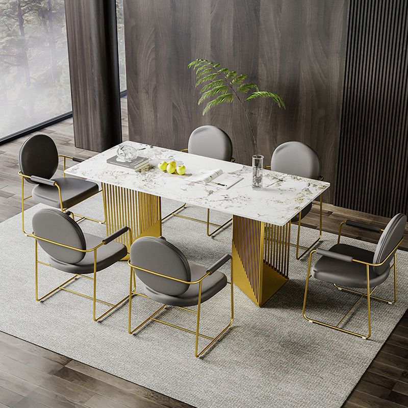 灰色の椅子を備えたメタルダイネットセット1/2/4/7 PCSグラムダイニングテーブルセット