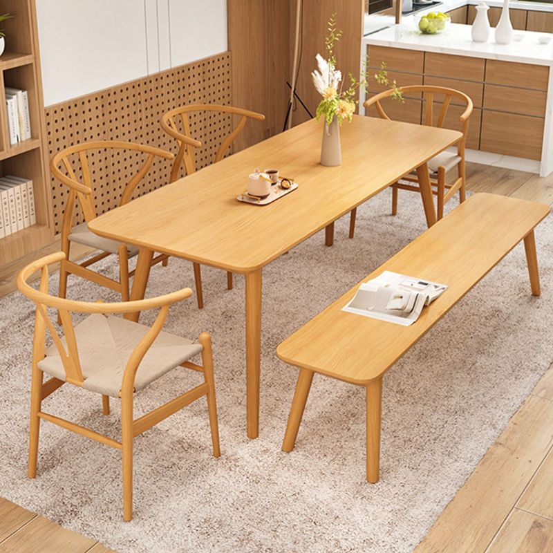 Juego de comedor moderno 1/4/5/6/7 PCS Mesa de comedor de madera maciza rectángulo y sillas sin brazos