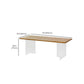 Modern Pine Wood Dining Table Rectangle Table with Double Pedestal Base for Dining Room