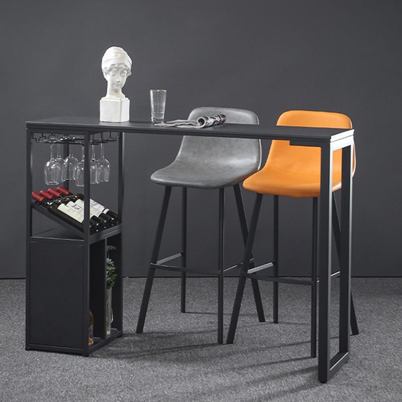 Contemporary Bar Dining Table Rectangle Bar Table Metal Base with Shelves in Grey Clearhalo 'Bar Furniture' 'Bar Tables' 'bar_tables' 'Furniture' 'furniture_bar_tables' 'Kitchen & Dining Furniture' 'kitchen&dining_furn' 'kitchen' 1200x1200_ef706735-1f06-446c-9cb6-05d33e25a522