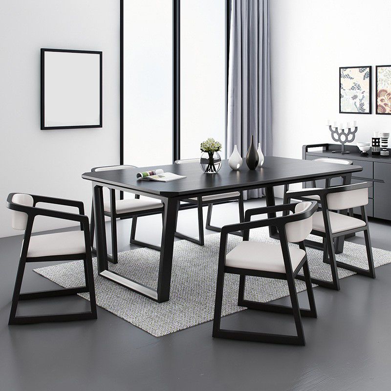 Simplicity Style Dining Table Solid Wood Black Dinette Table for Home and Kitchen Clearhalo 'Dining Tables & Seating' 'Dining Tables' 'dining_table' 'furn' 'furn_dining_table' 'Furniture' 'Kitchen & Dining Furniture' 1200x1200_ef70cab1-1086-4032-82aa-d3aa8ab40524