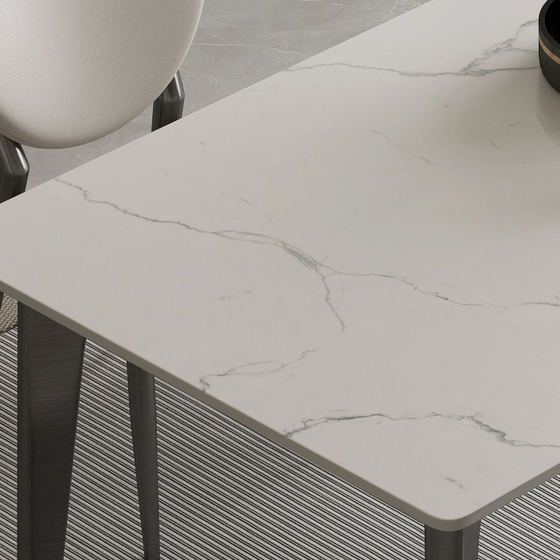 Stainless Steel Frame Dinette Table Stone Top Rectangle Dining Table Clearhalo 'Dining Tables & Seating' 'Dining Tables' 'dining_table' 'furn' 'furn_dining_table' 'Furniture' 'Kitchen & Dining Furniture' 1200x1200_ef71d597-de41-4ab3-9493-0ba9ae249cac