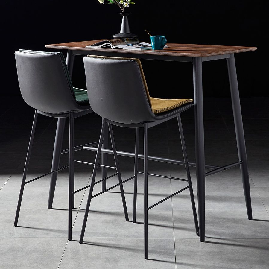 Contemporary Style Low Back Leather Armless Bar Stool with Metal Legs Clearhalo 'Bar Furniture' 'Bar Stools' 'bar_stools' 'furn' 'furn_bar_stools' 'Furniture' 'Kitchen & Dining Furniture' 1200x1200_ef737f02-340a-4bd6-83bf-d46673ab8cfa