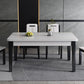 Mid-Century Rectangle Dining Table Sintered Stone Table with 4 Legs Base Clearhalo ' dining_table' 'Dining Tables & Seating' 'Dining Tables' 'furn' 'furn_dining_table' 'Furniture' 'furniture_dining_table' 'Kitchen & Dining Furniture' 'kitchen&dining_furn' 'kitchen' 'kitchen_dining_table' 1200x1200_ef7395c7-1196-400d-8f7d-5ef7f544c503