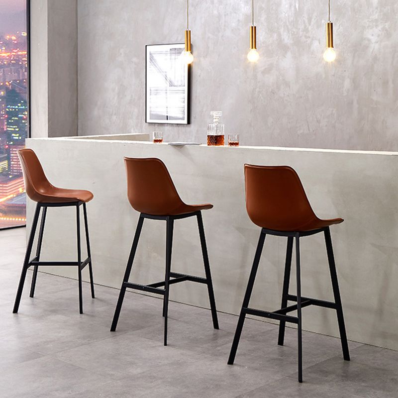 Modern Style Bar-stool Metal Legs with Footrest Leather Bucket Seat for Kitchen Bar Clearhalo 'Bar Furniture' 'Bar Stools' 'bar_stools' 'furn' 'furn_bar_stools' 'furniture_bar_stools' 'Kitchen & Dining Furniture' 'kitchen&dining_furn' 'kitchen' 'kitchen_furn' Furniture' 1200x1200_ef747d99-1363-40bd-b46b-ffa5844a8a5d