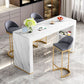 Glam White Wood Bar Dining Table with White Stone Top Rectangle Indoor Bistro Table Clearhalo 'Bar Furniture' 'Bar Tables' 'bar_tables' 'furn' 'furn_bar_tables' 'Furniture' 'furniture_bar_tables' 'Kitchen & Dining Furniture' 1200x1200_ef7583a2-2788-4110-97c8-cad7a86523fe