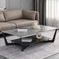 Rechteckiger Couchtisch aus Schiefer, minimalistischer Couchtisch mit offenem Regal
