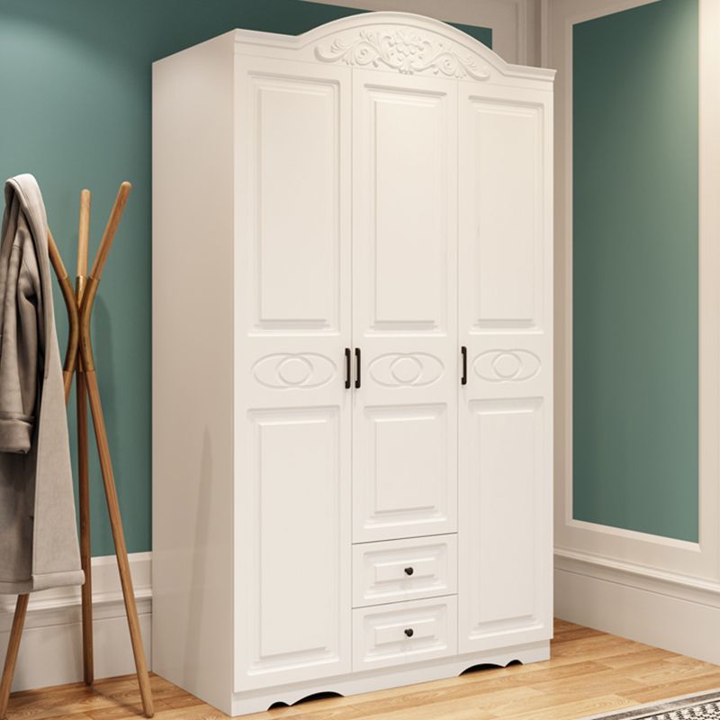 White Engineered Wood Wardrobe Armoire Hinged Wardrobe Closet
