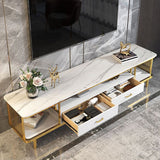 Stand TV in pietra bianca moderna supporto televisivo con gambe in metallo per soggiorno