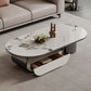 Elliptical Slate Top Coffee Table 1 -shelf Glam Cocktail Table with 1 - Drawer