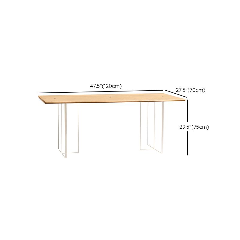 Mesa de comedor rectangular con pedestal doble, mesa de madera moderna para cocina