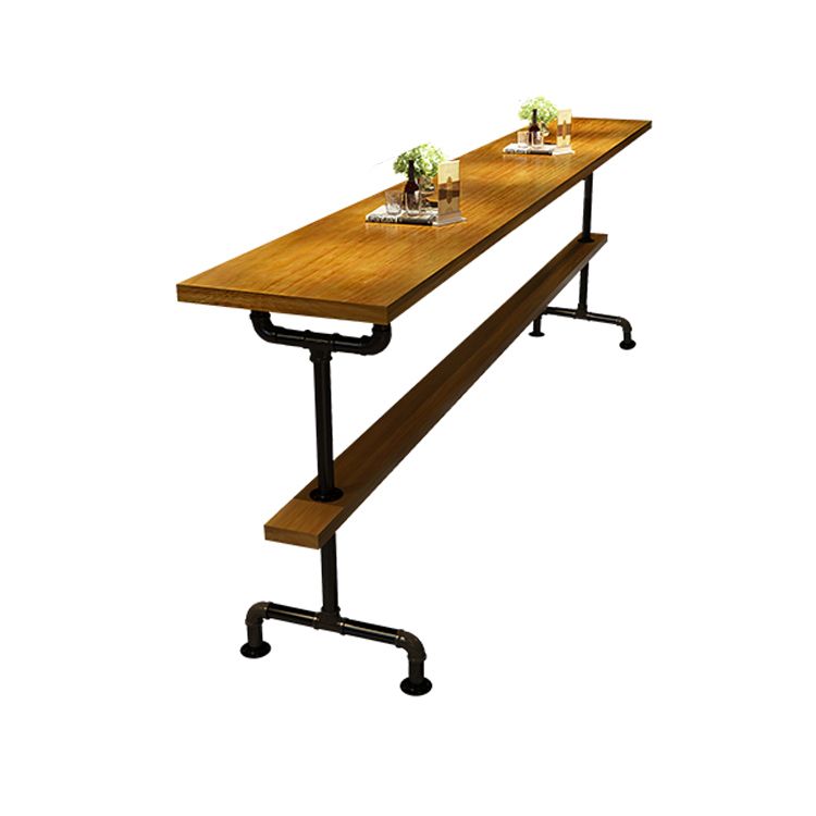 Brown Industrial Style Bar Table Solid Wood Casual Bar Table with Metal Base Clearhalo 'Bar Furniture' 'Bar Tables' 'bar_tables' 'furn' 'furn_bar_tables' 'Furniture' 'furniture_bar_tables' 'Kitchen & Dining Furniture' 1200x1200_ef7d5b27-394e-4616-b9de-9116e995bfba