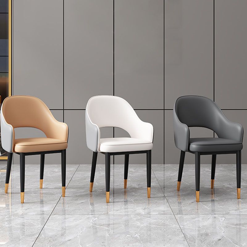 Glam Iron Arm Chair Open Back Dining Side Chair with Upholstered(Set of 4) Clearhalo 'Dining Chairs' 'Dining Tables & Seating' 'dining_chair' 'furn' 'furn_dining_chair' 'Furniture' 'furniture_dining_chair' 'Kitchen & Dining Furniture' 1200x1200_ef7d9922-eb1d-4290-a613-91fac02e0841