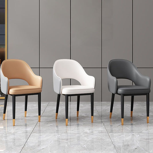 Glam Iron Arm Chair Open Back Dining Side Chair with Upholstered(Set of 4) Clearhalo 'Dining Chairs' 'Dining Tables & Seating' 'dining_chair' 'furn' 'furn_dining_chair' 'Furniture' 'furniture_dining_chair' 'Kitchen & Dining Furniture' 1200x1200_ef7d9922-eb1d-4290-a613-91fac02e0841