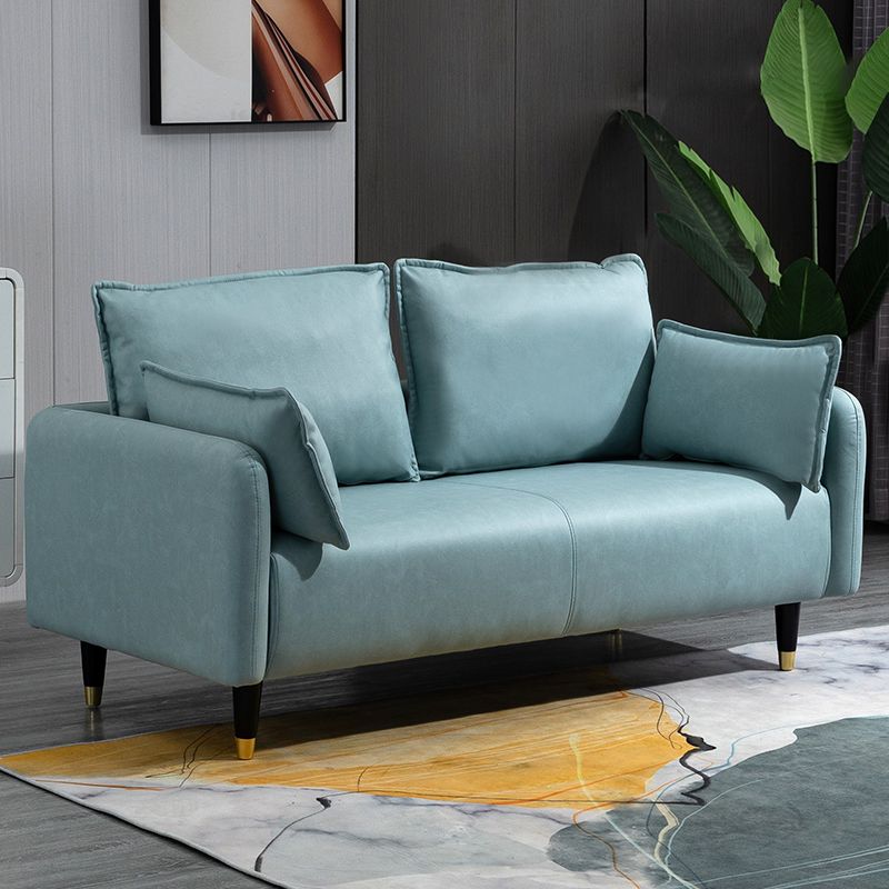 29.92" H Faux Leather Square Arm Modern Sofa with 2 Pillows for Living Room, Apartment Clearhalo 'furn' 'furn_sofas' 'Furniture' 'furniture_sofas' 'kitchen' 'kitchen_sofas' 'Living Room Furniture' 'Sofa' 'sofas' 1200x1200_ef7ea73f-8f65-464d-8387-077a696d298f